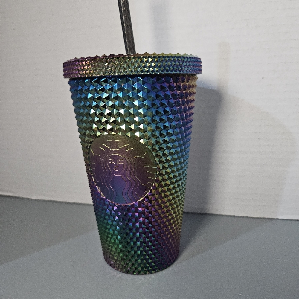 Starbucks Oil Slick Rainbow Studded Tumbler 16oz. Grande Cold Cup Fall 2023